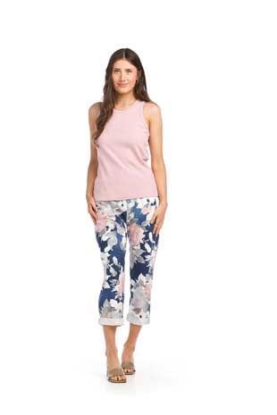 PP-14839 - FLORAL COTTON BLEND PANTS WITH ELASTIC WAIST - Colors: AS SHOWN - Available Sizes:XS-XXL - Catalog Page:82 